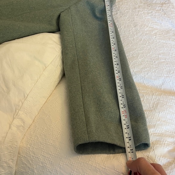 Club Monaco Relaxed Double-Breasted Wool Blend Coat Green Size L Oversize - Picture 9 of 13